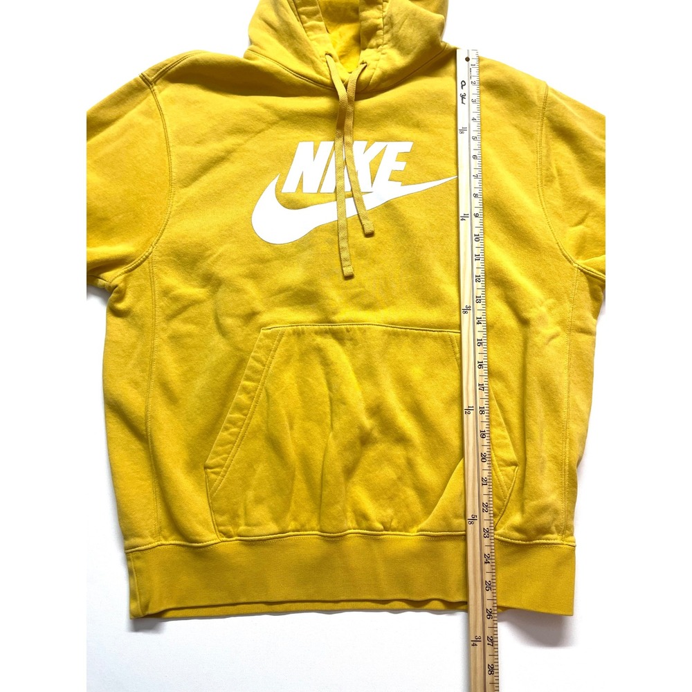 Nike Mens Mustard Yellow Futura Logo Pullover Hoodie NK110 Medium Y2K Style - Picture 4 of 7